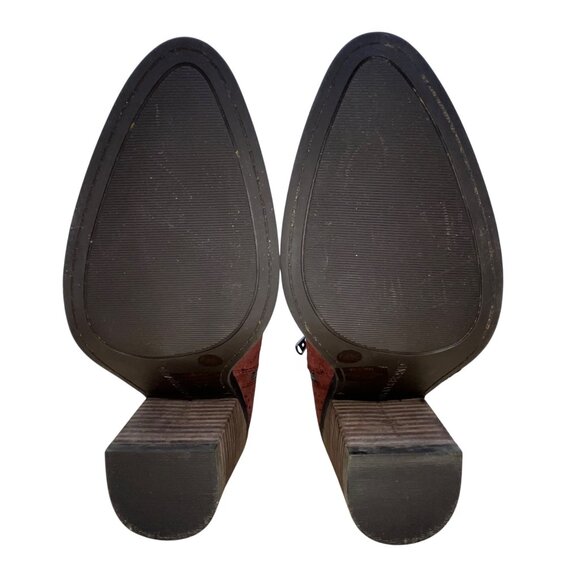 Lucky Brand Women’s Burgundy Suede Block Heel Ramses Ankle Boots Size 8.5M - Picture 9 of 10